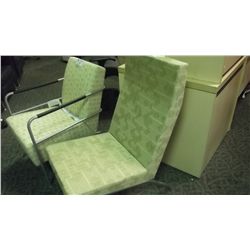 BEIGE PATTERNED ARMLESS RECEPTION CHAIR