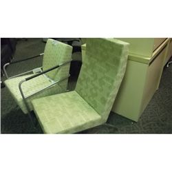 BEIGE PATTERNED ARMLESS RECEPTION CHAIR