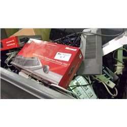 BIN OF MISC. ELECTRONICS AND CABLES (AND BIN NO