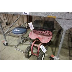 BLUE STOOL, MOBILE GARDEN STOOL & ROLLER