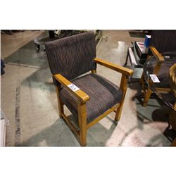MAPLE FRAMED FABRIC BACK ARM CHAIR