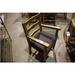 MAPLE FRAMED SLAT BACK ARM CHAIR