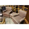 Image 1 : 2 FABRIC PADDED ARM CHAIRS & OTTOMAN