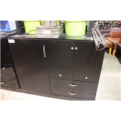 FLAT BLACK 4 DRAWER 3 DOOR STORAGE CABINET