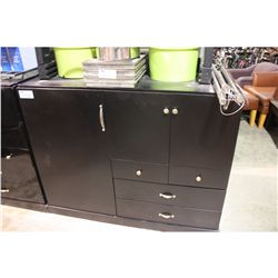 FLAT BLACK 4 DRAWER 3 DOOR STORAGE CABINET