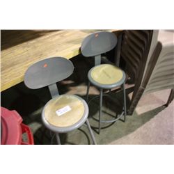 PAIR OF METAL FRAMED WORK STOOLS