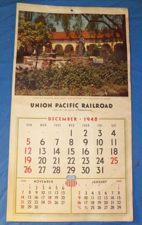 Union Pacific Railroad Calendar 1949