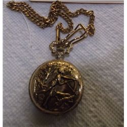 Gold Tone Pocket Watches Boy  With Bow & Dogs