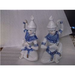 Pair pf Blue & White Figurines Porcelain