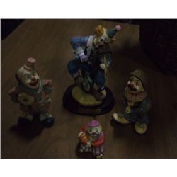 Set of 4 Clown Figurines