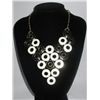 Image 1 : 364CTW BLACK-WHITE CIRCULAR BRASS NECKLACE;18INCH