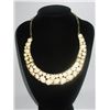 Image 1 : 260CTW 3-SLABS IVORY CLEOPATRA CZ BRASS NECKLACE;18INCH