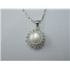 Image 1 : WHITE PEARL WITH CZ PEARL SILVER NECKLACE; METAL: SILVE