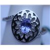 Image 1 : 16.45 CTW TANZANITE AND DIAMOND RING .925 STERLING SILV