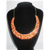 Image 1 : 260CTW 3-SLABS ORANGE CLEOPATRA CZ BRASS NECKLACE;18INC