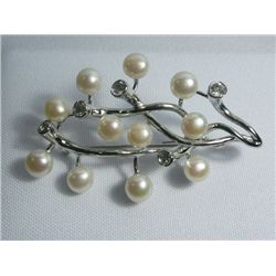 TWIG WHITE PEARL CZ BROOCH AUTHENTIC PHILIPPINE PEARL M