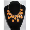 Image 1 : 257CTW ORANGE SUNFLOWER CZ BRASS NECKLACE;18INCH