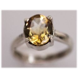 NATURAL 16.00 CTW CITRINE OVAL RING .925 STERLING SILVE