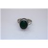 Image 1 : NATURAL 23.80 CTW EMERALD OVAL RING .925 STERLING SILVE