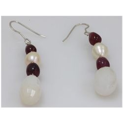 NATURAL 51.30 CTW RUBY, PEARL SEMIPRECIOUS EARRINGS .92