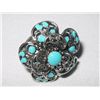 Image 1 : 10CTW TEAL FLOWER BRASS ADJUSTABLE RING