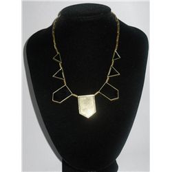 103CTW 7-SLABS BLACK BRASS NECKLACE;18INCH