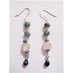 NATURAL 25.70 CTW EMERALD, TANZANITE, BLACKONEX, ROSEQU