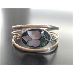 Abalone & Silver cuff bracelet, Signed AJ Paca