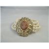 Image 1 : 4 Strand Faux Pearl & Pink Cameo stretch Bracelet