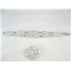 Image 1 : Silver Tone Floral link Bracelet with Pin Vintage