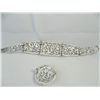 Image 2 : Silver Tone Floral link Bracelet with Pin Vintage