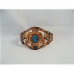 Native American Copper and Turquoise Eagle cuff Bracelet