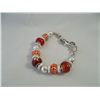 Image 1 : Silver Tone & Red Bead Bracelet