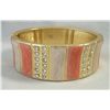 Image 1 : Gold Tone, Abalone & Rhinestone Hinged Bracelet