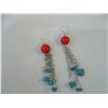 Image 1 : Turquoise & red dangle earrings