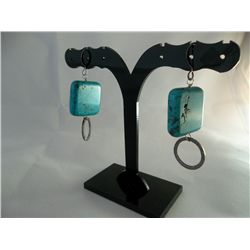 Square Turquoise  & hoop dangle earring