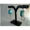 Image 1 : Square Turquoise  & hoop dangle earring