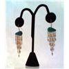 Image 1 : Native American green turquoise & bone dangle earring