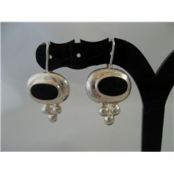 Sterling silver & black onyx dangle earrings