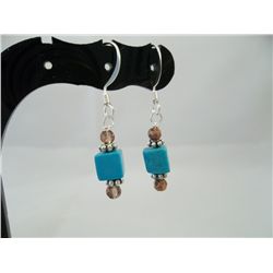 Turquoise cube dangle earring