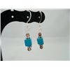 Image 1 : Turquoise cube dangle earring