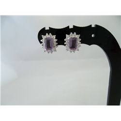 Rhinestone & amethyst post earrings