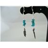 Image 1 : Sterling silver, turquoise & feather dangle earrings