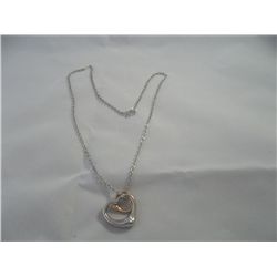 Sterling silver & Copper Double Heart Necklace