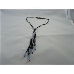 Black, Pink, Blue glass bead Necklace