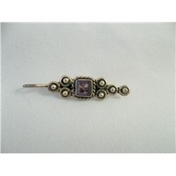 Vintage Silver tone & amethyst scarf clip