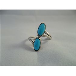 Silver & Turquoise Cabachon ring adjustable band