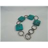 Image 1 : Silver Tone Hoops & Square Turquoise Bracelet