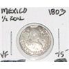 Image 1 : 1803 MEXICO 1/2 REAL SILVER COIN WORLD BOOK VALUE IS $75.00+ EXTREMELY RARE & SCARCE VERY FINE GRADE