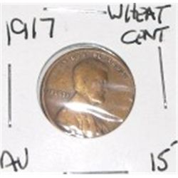 1917 WHEAT CENT RED BOOK VALUE IS $15.00+ *RARE AU HIGH GRADE EARLY PENNY*!! COIN CAME OUT OF SAFE!!